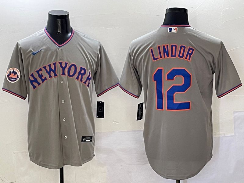 Men New York Mets #12 Lindor Grey Second generation 2025 Nike MLB Jersey style 2->new york mets->MLB Jersey